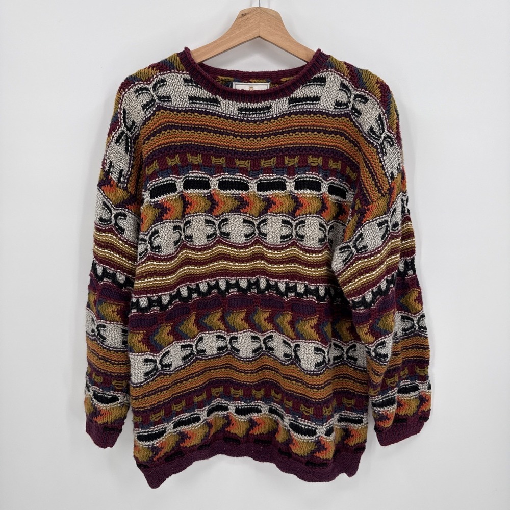 Vintage Express Tricot Mens Handknit Coogi Style 90's Sweater Size XS Hip Hop